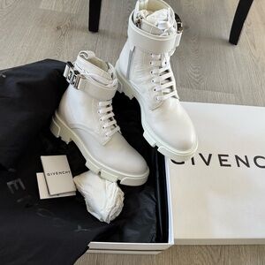 Authentic Givenchy Women's White Combat Boots
